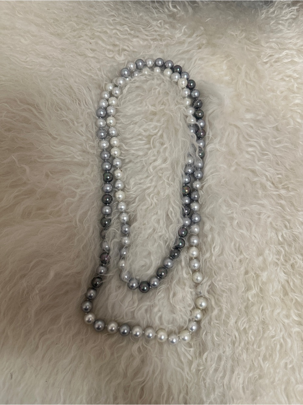 MISAKI Signed Knotted Multi Colored Faux Pearl Round Beaded Long 47" Necklace